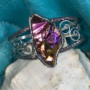 Titanium Druzy Artisan handcrafted statement cuff